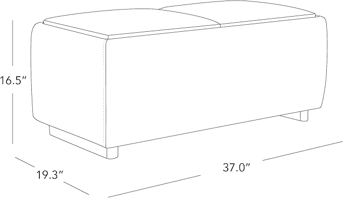 CHITA Storage Ottoman with Tray Lids, FSC Certified Small Rectangular Bench for Living Room, Bedroom, Faux Leather in Black (Light)