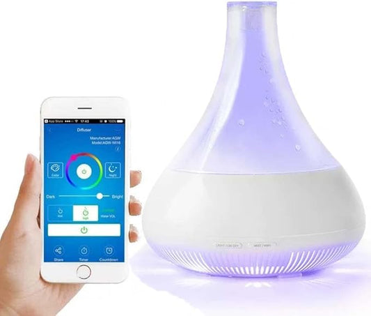 Smart Aromatherapy Diffuser & Humidifier – 350ML, App Controlled, Ultrasonic, Quiet, Multi-Color LED