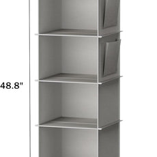 YOUDENOVA Hanging Closet Organizer, 6-Shelf Closet Hanging Storage Shelves, 2 Packs, Light Grey