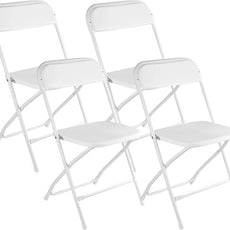4 Pack White Folding Chairs, Portable Stackable Commercial Foldable Chair,Indoor Outdoor Plastic Folding Chair for Events/Office/Home/Wedding/Party, 400lbs Capacity