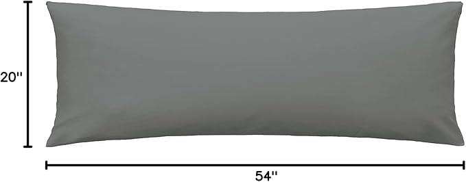 iMaylex Soft 100% Egyptian Cotton Zipper Pillow Case, Cozy and Lightweight Pillowcase, Easy Care, Light Grey, Body, 20" x 54"