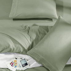 SONORO KATE Bed Sheet Set Super Soft Microfiber 1800 Thread Count Luxury Egyptian Sheets Fit 18-24 Inch Deep Pocket Mattress Wrinkle-6 Piece (Sage, Queen)