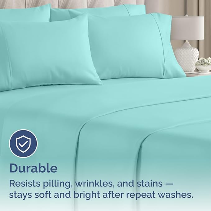 Standard Pillow Cases - 4 Pack - Super Soft Pillowcase Covers - Envelope Enclosure - Hotel Quality Pillow Protectors - Wrinkle Free, Shrink & Stain Resistant - Machine Washable - 20" x 26" (Spa Blue)