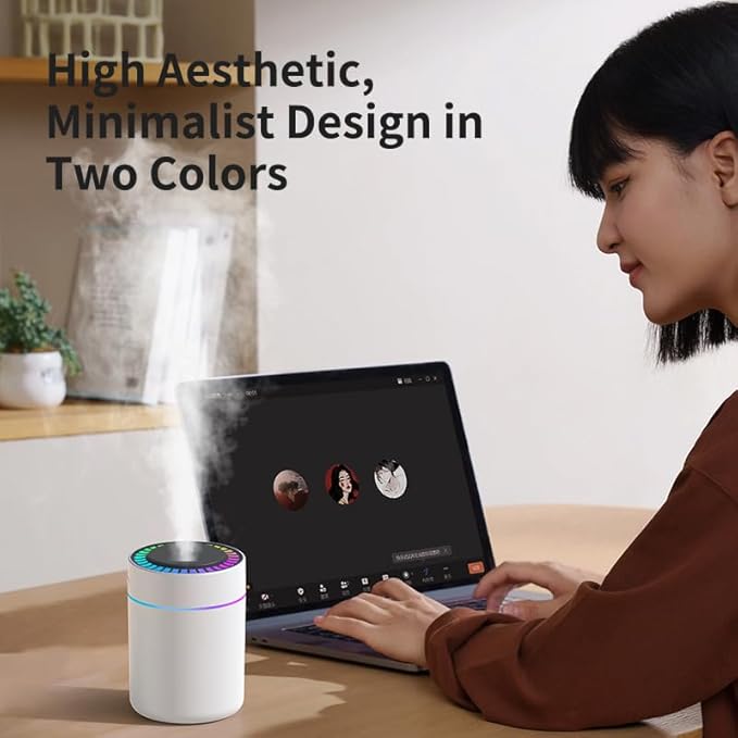 180ml Portable Small Humidifier with Colorful LED Night Light, USB Personal Desktop Humidifier for Car Home Office Travel, Auto Shut-Off, 2 Mist Modes, Super Quiet
