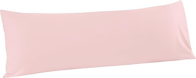FLXXIE Body Pillow Cover - Super Soft Microfiber 20x54 Body Pillow Case - Envelope Closure, Wrinkle, Stain Resistant Blush Pink Body Pillowcase, 20x54, Blush Pink