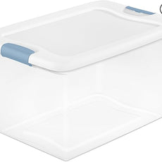 Sterilite 30-Pack Latching Box, Under Bed Storage Bins with Lids, Clear Plastic, 64 Quart - Heavy-Duty Organizing Containers for Closet, Bathroom, and Office