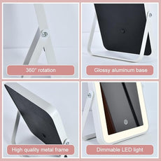 Rechargeable Vanity Mirror with Lights,Desk Makeup Mirror with Lights,Portable Travel for Makeup Desk ＆ Dressing Room,3 Color Lighting, Dimmable Touch Screen