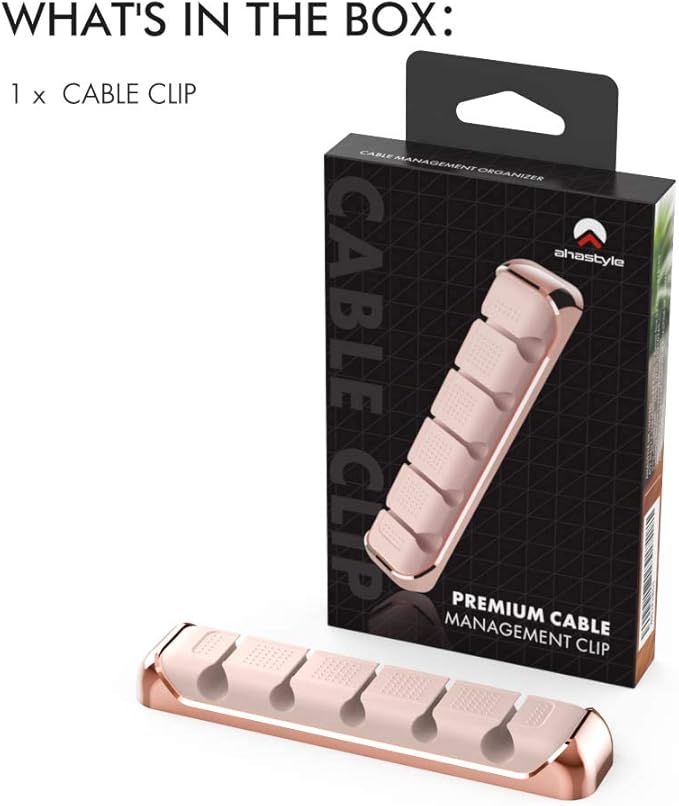 AHASTYLE Cable Organizer Holder 5 Slots Desktop Cord Wire Clips Keeper for Organizing USB Cable/Power Cord/Wire Home Office and Car (Pink)