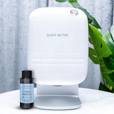 Scent Better Pro - Smart Bluetooth Essential Oil Diffuser for Home, Hotel, Spa, Office, Waterless - Includes Free Linen Breeze - White