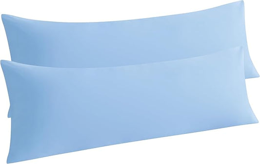 NTBAY Body Pillow Cases Set of 2, 2 Pack Brushed Microfiber 20x54 Pillow Cases, Soft, Wrinkle, Fade, Stain Resistant Sky Blue Pillow Cases with Envelope Closure, 20x54 Inches, Sky Blue