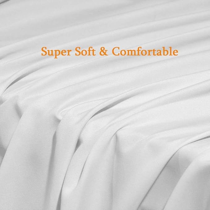 SONORO KATE Bed Sheet Set Super Soft Microfiber 1800 Thread Count Luxury Egyptian Sheets Fit 18-24 Inch Deep Pocket Mattress Wrinkle-6 Piece (White, King)