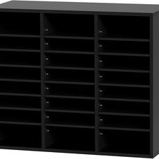 VEVOR Literature Organizers, 24 Compartments Office Mailbox with Adjustable Shelves, Wood Literature Sorter 29x12x24.4 inches for Office, Home, Classroom, Mailrooms Organization, EPA Certified Black