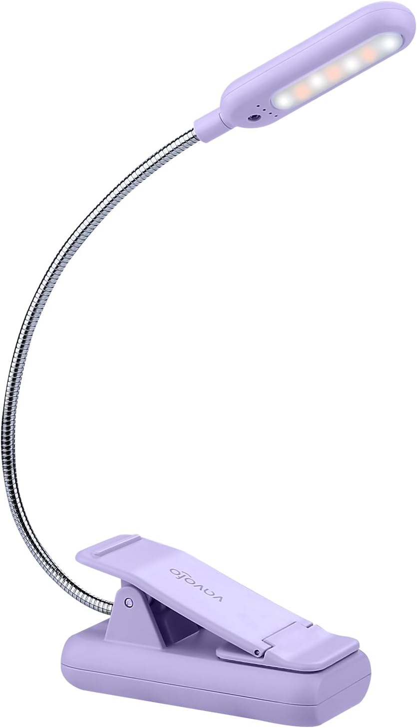 VAVOFO Clip On Book Light for Bed Kids, 7 LED Reading Light with 9-Level Warm Cool White Daylight, Eye Care Lamp with Power Indicator for Bookworms (Blue) Dormly