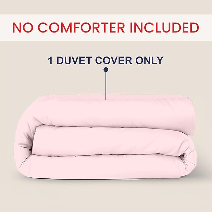 Kotton Culture 1 Pc Duvet Cover Queen Size/Full Size-100% Egyptian Cotton Sateen 600 Thread Count Ultra Soft Premium Durable Comforter Cover Zipper Closure & Corner Ties- (Pink Blush, 90" X 90")