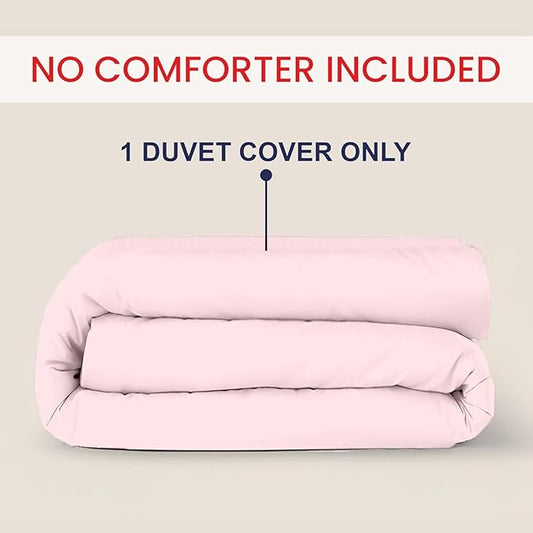 Kotton Culture 1 Pc Duvet Cover Queen Size/Full Size-100% Egyptian Cotton Sateen 600 Thread Count Ultra Soft Premium Durable Comforter Cover Zipper Closure & Corner Ties- (Pink Blush, 90" X 90")