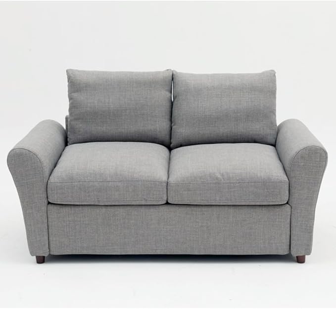 Panana Modern 2 and 3 Seats Loveseat Sofa Couch with Storage, Small Love Seat Couches for Living Room, Bedroom, Apartment, Office (Light Gray Linen Fabric, Sock Arm - 2 Seater)