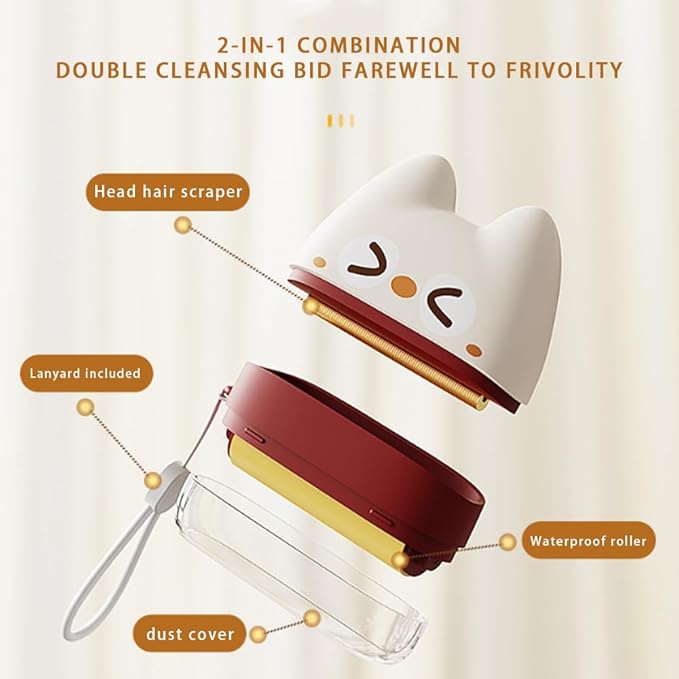 Pet Hair Removal Roller, Dual Purpose Adhesive Washing Device, Red and White