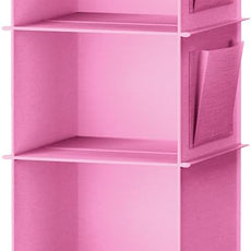 YOUDENOVA Hanging Closet Organizer and Storage, 6-Shelf Closet Hanging Storage Shelves, Light Pink