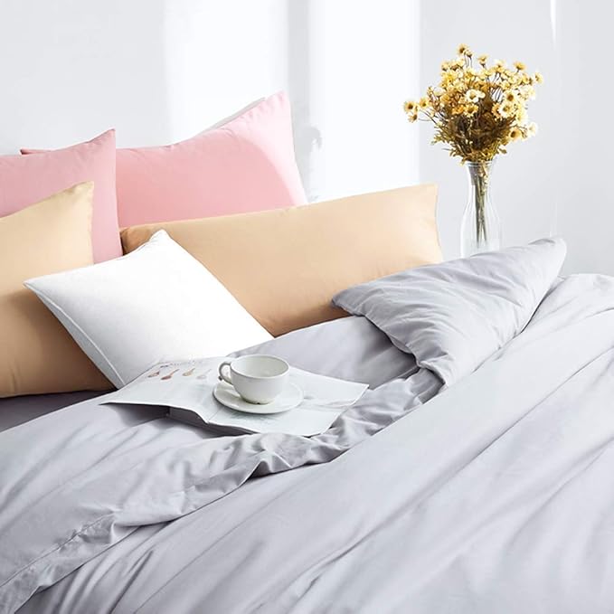 FLXXIE Microfiber Pillow Cases Queen Size Set of 2, Soft Pillowcases with Envelope Closure, Wrinkle Resistant Pillow Covers, 20x30, Light Taupe