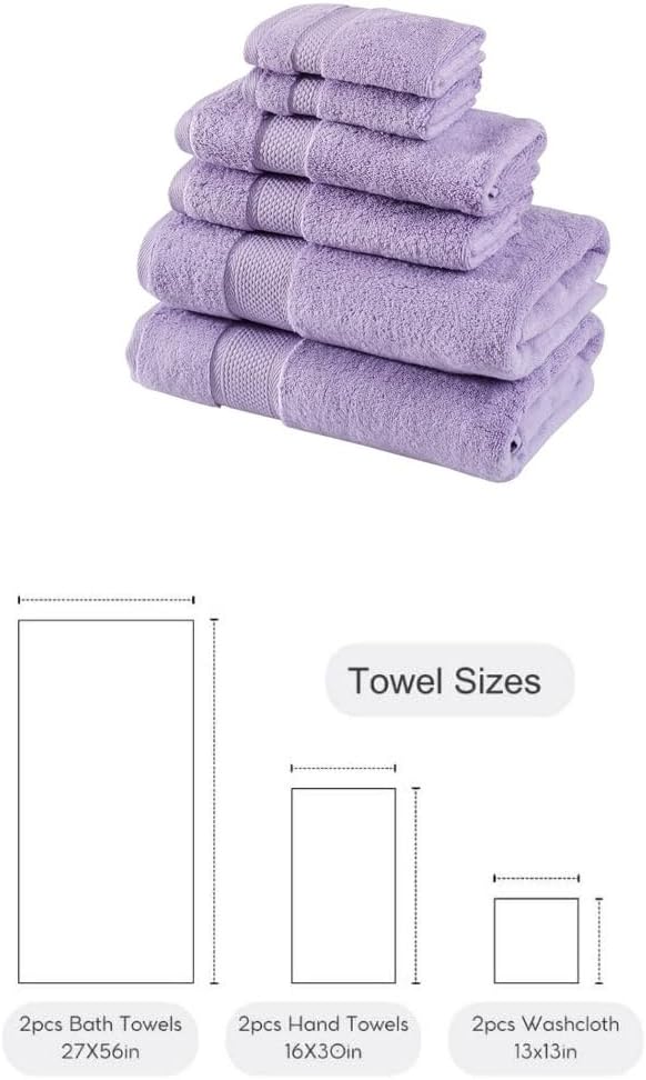 BAGNO MILANO Turkish Towels, Ultra Soft, Plush Luxury Turkih Cotton Bath Towels, Quick Dry Towel Set Made in Turkey (Lavender Purple, 6 Pcs Towel Set)