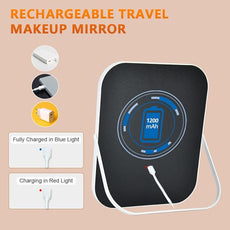 Rechargeable Vanity Mirror with Lights,8x10 Inch 3 Color Lighting Portable Makeup Mirror with Touch Screen Adjustable LED Lights,Desk Mirror for Travel, Home