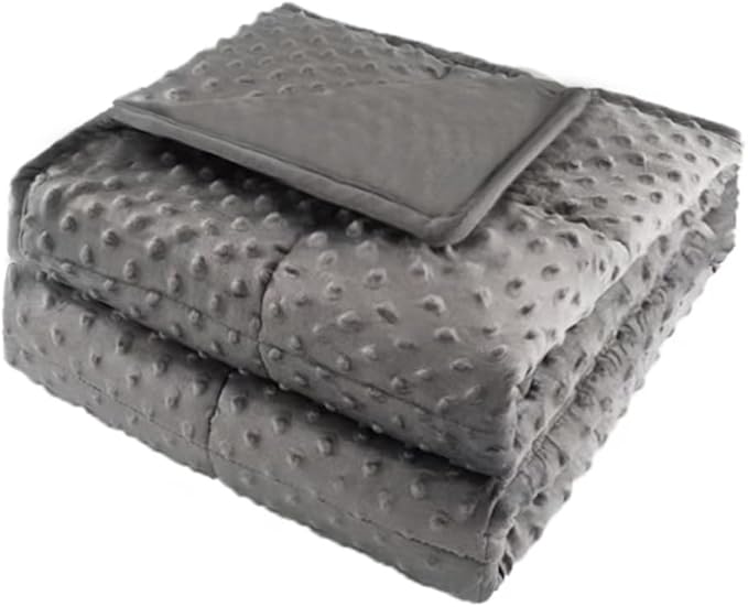 ALANSMA Reversible Weighted Blanket for All Season, Luxury Velvet, Warm and Cool, Adult 5Lb Grey Weighted Blanket, Enjoy Sleeping Anywhere(Grey,35"x48" 5.5lbs)