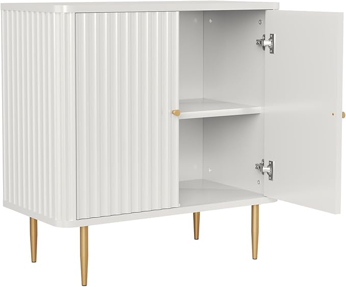 32" Sideboard Buffet Cabinet with Storage,Modern Accent Cabinet with 2 Door and Removable Shelves,Credenza Buffet Table for Living Room,Dinning Room,Entryway,White