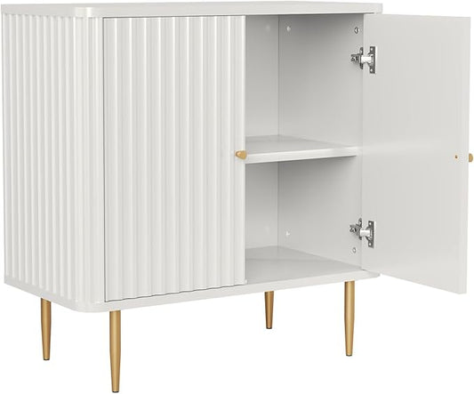 32" Sideboard Buffet Cabinet with Storage,Modern Accent Cabinet with 2 Door and Removable Shelves,Credenza Buffet Table for Living Room,Dinning Room,Entryway,White