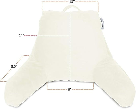 Nestl Reading Pillow for Kids & Teens with Shredded Memory Foam, Backrest Pillows for Reading, Watching, and Gaming, Use on The Couch, Bed, or Floor, Adjustable Support with Washable Cover Off White
