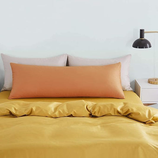 FLXXIE Body Pillow Cover - Super Soft Microfiber 20x54 Body Pillow Case - Envelope Closure, Wrinkle, Stain Resistant Orange Body Pillow Cover, 20x54, Orange