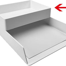 Amazon Basics Rectangular Plastic Desk Organizer with Storage Trays, Accessory Tray, 9.4 x 6.7 x 2 inch, White
