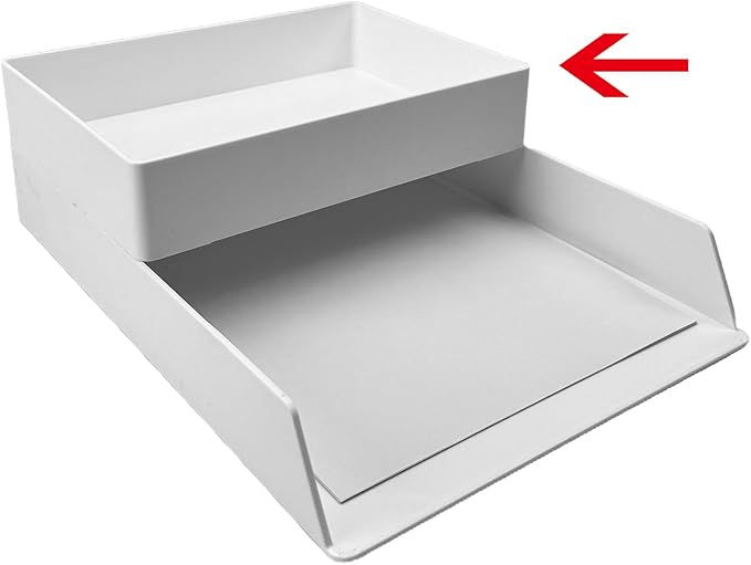 Amazon Basics Rectangular Plastic Desk Organizer with Storage Trays, Accessory Tray, 9.4 x 6.7 x 2 inch, White