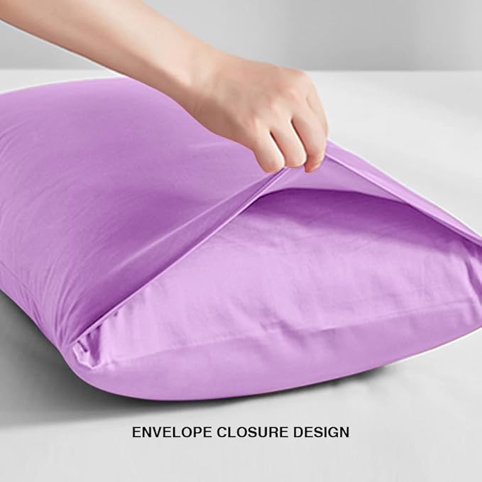 FLXXIE Microfiber Pillow Cases Queen Size Set of 2, Soft Pillowcases with Envelope Closure, Wrinkle Resistant Pillow Covers, 20x30, Lavender