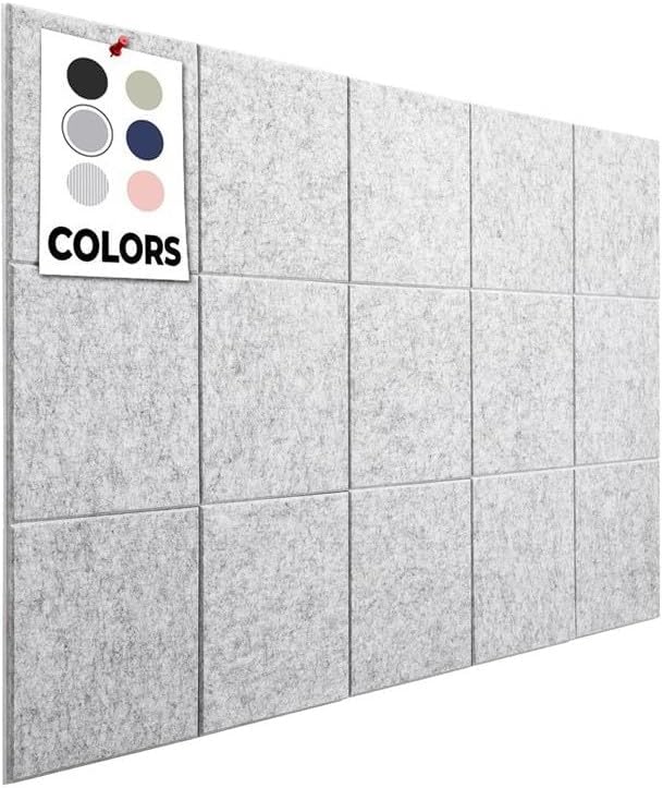 Vision Board, Cork Board for Walls, 59"x36" | 15 Pack | Felt Bulletin Board, Large Cork Board for Office, Wall Protector for Dart Board, Corks Boards, Felt Board Tiles (Gray Marble)
