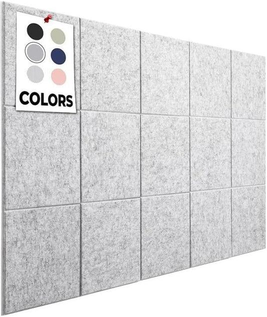 Vision Board, Cork Board for Walls, 59"x36" | 15 Pack | Felt Bulletin Board, Large Cork Board for Office, Wall Protector for Dart Board, Corks Boards, Felt Board Tiles (Gray Marble)