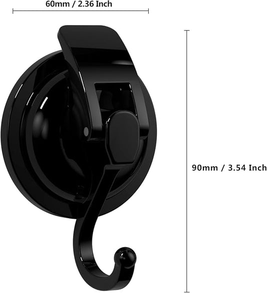 Heavy Duty Vacuum Suction Cup Hooks, Matte Black Plated Polished Super Suction for Kitchen Bathroom, 1 Pack