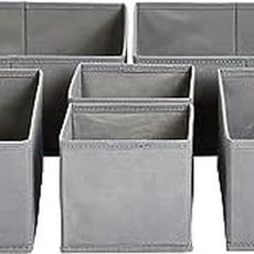 Amazon Basics Cloth Drawer Storage Organizer Boxes for Socks, Underwear and Baby Items, Set of 6, Gray
