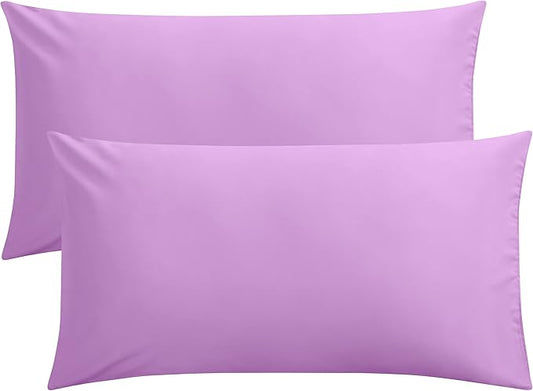 FLXXIE 2 Pack Microfiber King Pillow Cases, 1800 Super Soft Pillowcases with Envelope Closure, Wrinkle, Fade and Stain Resistant Pillow Covers, 20x36, Lavender