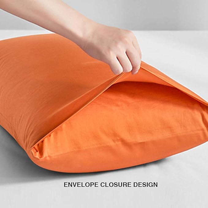 FLXXIE 2 Pack Microfiber King Pillow Cases, 1800 Super Soft Pillowcases with Envelope Closure, Wrinkle, Fade and Stain Resistant Pillow Covers, 20x36, Orange