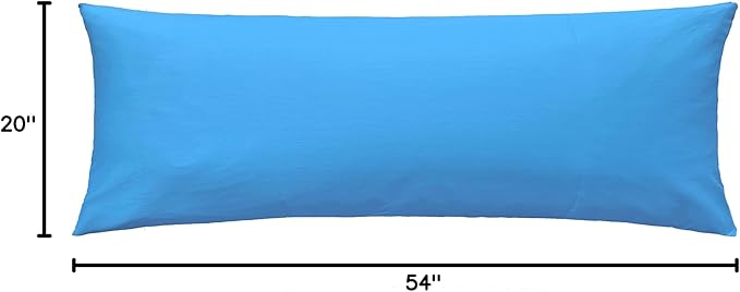 iMaylex Soft 100% Egyptian Cotton Zipper Pillow Case, Cozy and Lightweight Pillowcase, Easy Care, Blue, Body, 20" x 54"
