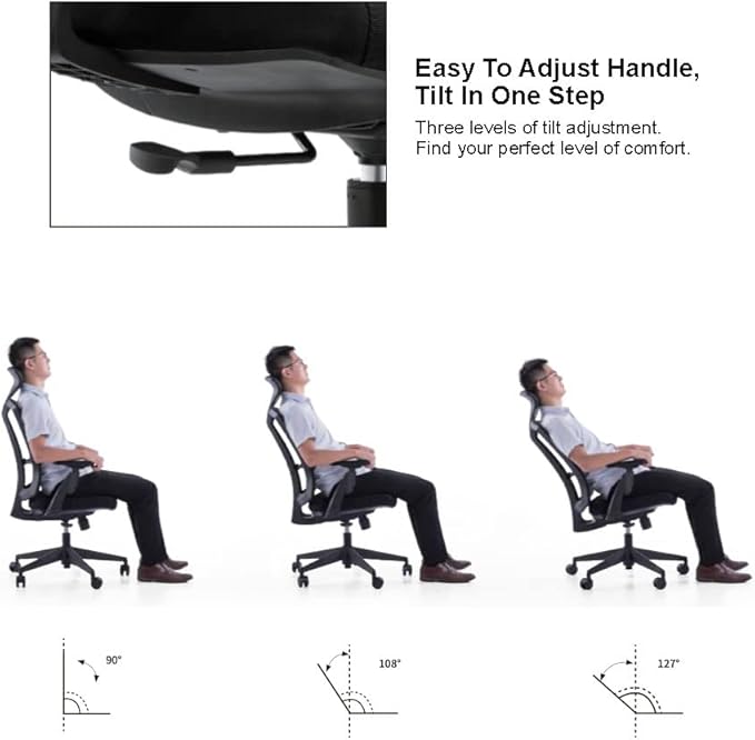 SUNLINE Ergo Plus Ergonomic Office Chair - Desk Chair, Mesh Computer Leatherette Headrest, Memory Foam Seat, and Smooth Casters - Adjustable Lumbar Support, Home Office - Black, 330 lbs