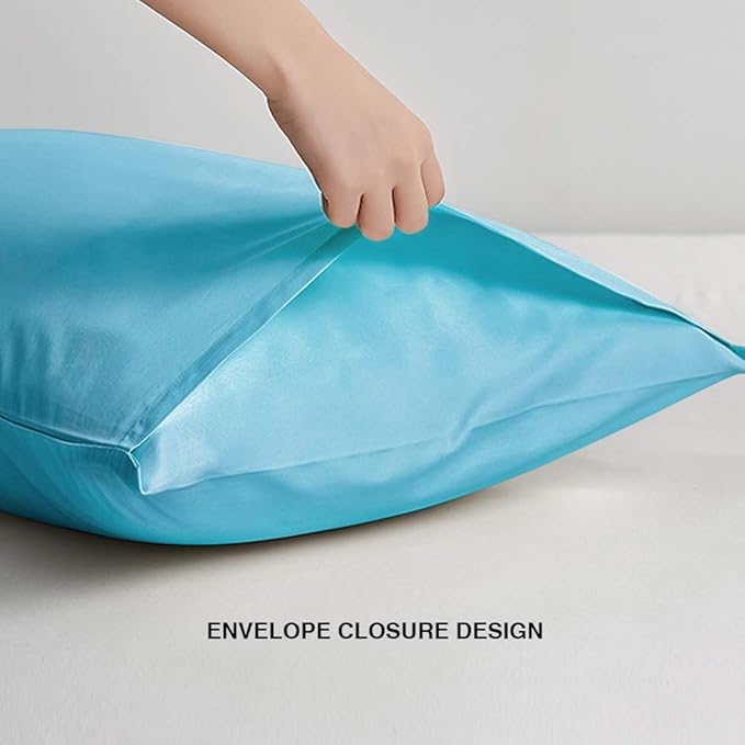 FLXXIE 2 Pack Microfiber King Pillow Cases, 1800 Super Soft Pillowcases with Envelope Closure, Wrinkle, Fade and Stain Resistant Pillow Covers, 20x36, Blue