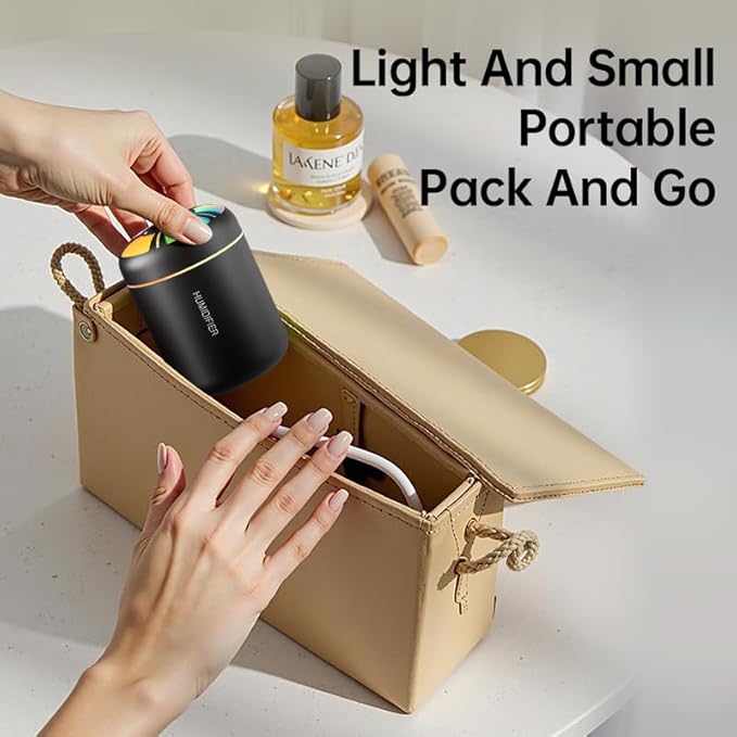 180ml Portable Small Humidifier with Colorful LED Night Light, USB Personal Desktop Humidifier for Car Home Office Travel, Auto Shut-Off, 2 Mist Modes, Super Quiet