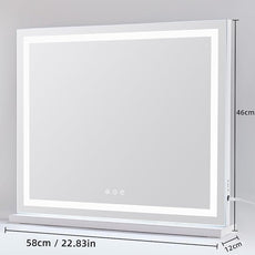 HIEEY Lighted Makeup Mirror, Hollywood Vanity Mirror with Lights, Three Color Lighting Modes, with 5X Magnification Mirror, Smart Touch Control, 360°Rotation (22.8in,White)