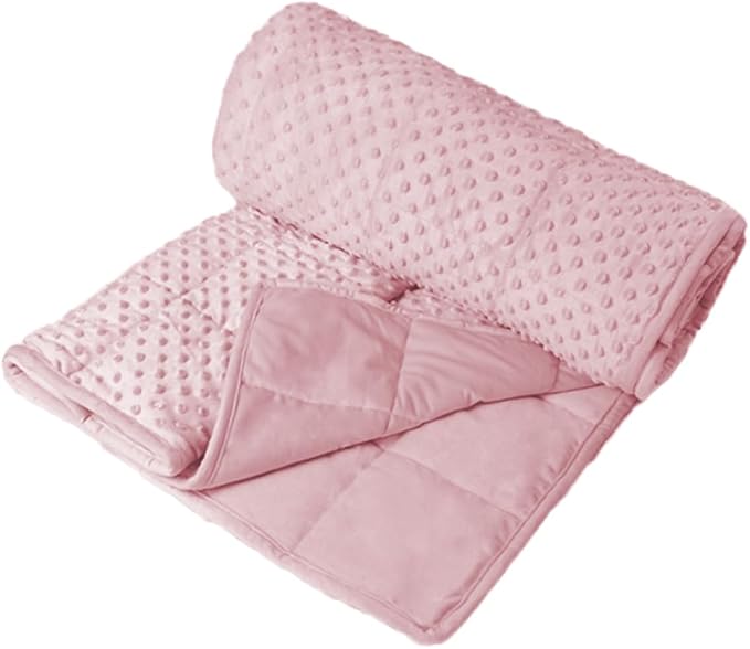 ALANSMA Reversible Weighted Blanket for All Season, Luxury Velvet, Warm and Cool, Adult 10Lb Pink Weighted Blanket, Enjoy Sleeping Anywhere(Pink,48"x72" 10lbs)