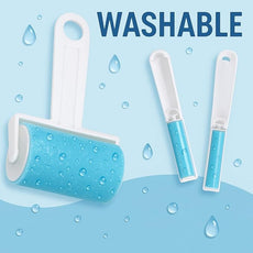 Reusable Lint Roller Sticky Picker Set Cleaner Lint Roller Pet Hair Remover Brush for Bed, Carpet, Sofa Medium Size + 2 Travel Size