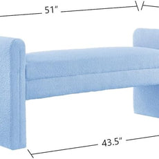 24KF Modern Upholstered Bed Bench Covered with Soft Boucle Teddy Fabric, Lovely Entryway Bench Ottoman with Armrest, 5062-Light Blue