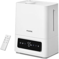 FOHERE 6L Humidifiers for Bedroom, 60H Cool Mist Humidifier for Large Room, 28dB Ultra-Quiet Runtime for Baby, Indoor, Plants, Smart Humidity Sensor, 16H Timer, Night Light, Oil Diffuser, White