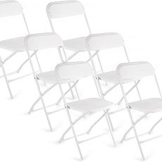 6 Pack White Folding Chairs, Portable Stackable Commercial Foldable Chair, Indoor Outdoor Plastic Folding Chair for Events/Office/Home/Wedding/Party, 400lbs Capacity