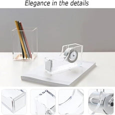 Desk Organizers and Accessories Set with 360-Degree Rotating Pen Holder, Acrylic Stapler, Tape Holder, Staple Remover, Binder/Paper Clips Kit, Scissor and 1 Box of Staples